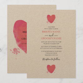 Convites para Casamento de Coração Rustic Watercol