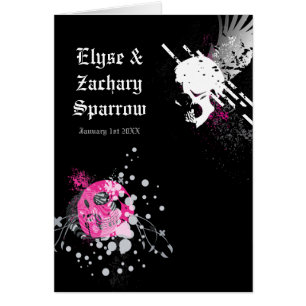 convites para casamento de crânios piratas hi-fi