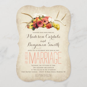 Convites para Casamento de Daisy Deer Antlers Russ