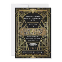 Convites para Casamento de Deco de Arte Preta e Do