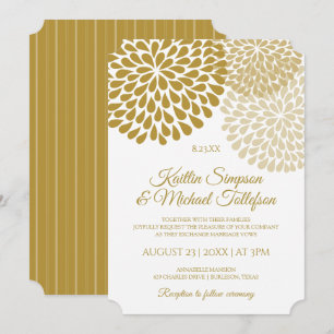 Convites para Casamento de Dourado e champanhe Fl
