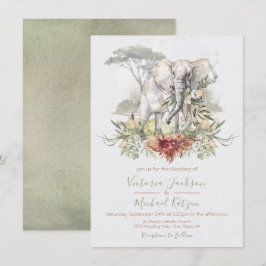 Convites para Casamento de Elefantes da Selva Trop