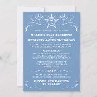 Convites para Casamento de Estilo Azul do Sul