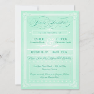 Convites para Casamento de Estilo de Poster Verde 