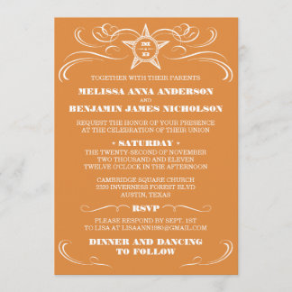 Convites para Casamento de Estilo Laranja Queimado