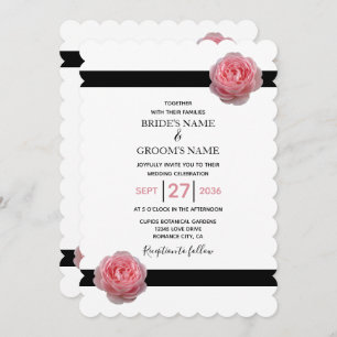 Convites para Casamento de Fita Negra Rosa Rosa El