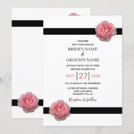 Convites para Casamento de Fita Negra Rosa Rosa El