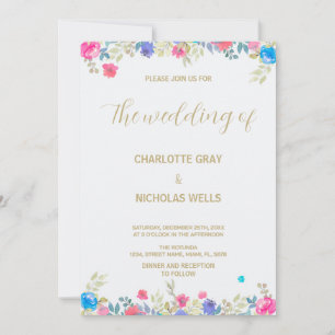 Convites para Casamento de Flor Rosa