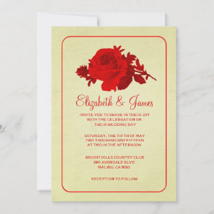 Convites para Casamento de Flor Russo/Flor Dourado
