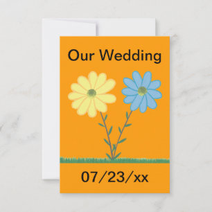 Convites para Casamento de Flores Amarelas e Azuis