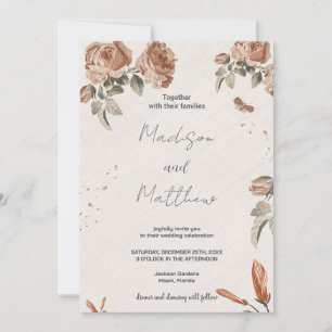 Convites para Casamento de Flores Castanhas