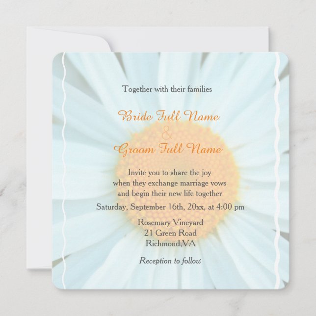 Convites para casamento de flores de margarida bra (Frente)