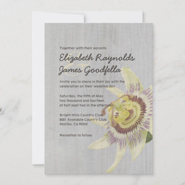 Convites para Casamento de Flores de Paixão Vintag (Frente)
