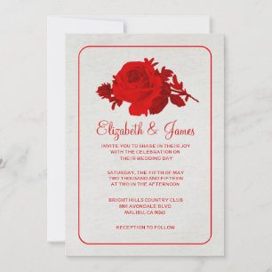 Convites para Casamento de Flores/Flores Vermelhas
