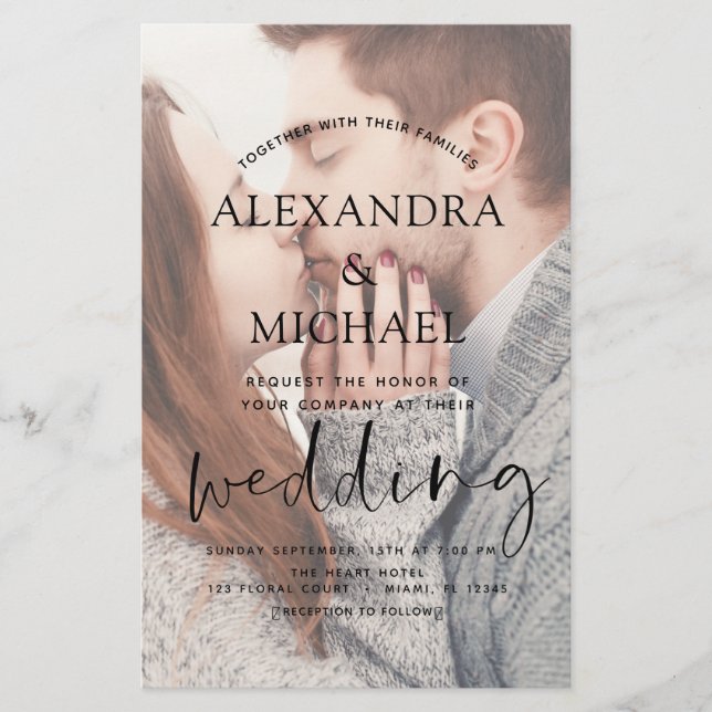 Convites para Casamento de Fotografias Transparent (Frente)