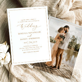 Convites para Casamento de Fotos de Script Dourado