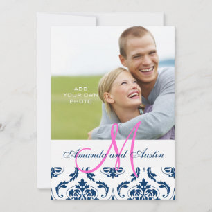 Convites para Casamento de Fotos do Monograma Azul