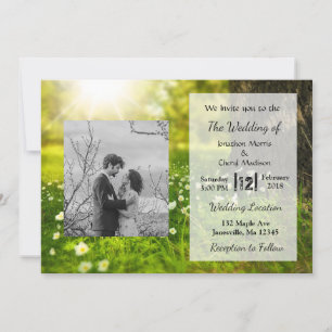 Convites para Casamento de Fotos em Campo Luminoso