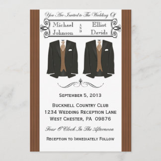 Convites para Casamento de Gay de Brown Tuxedo