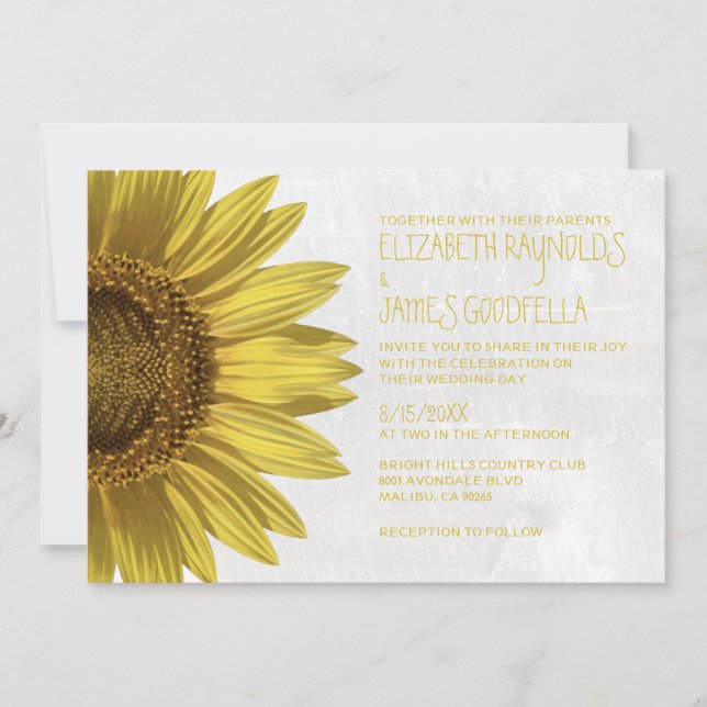 Convites para Casamento de Girassóis (Frente)