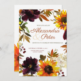 Convites para Casamento de Girassol Dourado e Borg