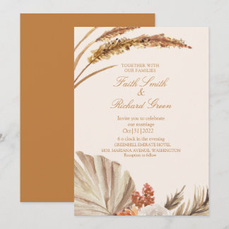 Convites para Casamento de Grass Dourado Elegante