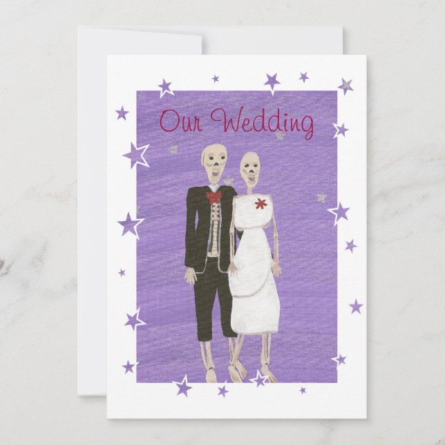 Convites para Casamento de Halloween de Skeleton,  (Frente)