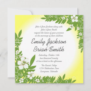 Convites para casamento de hibisco branco amarelo