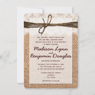 Convites para Casamento de Impressão de Burlap em 