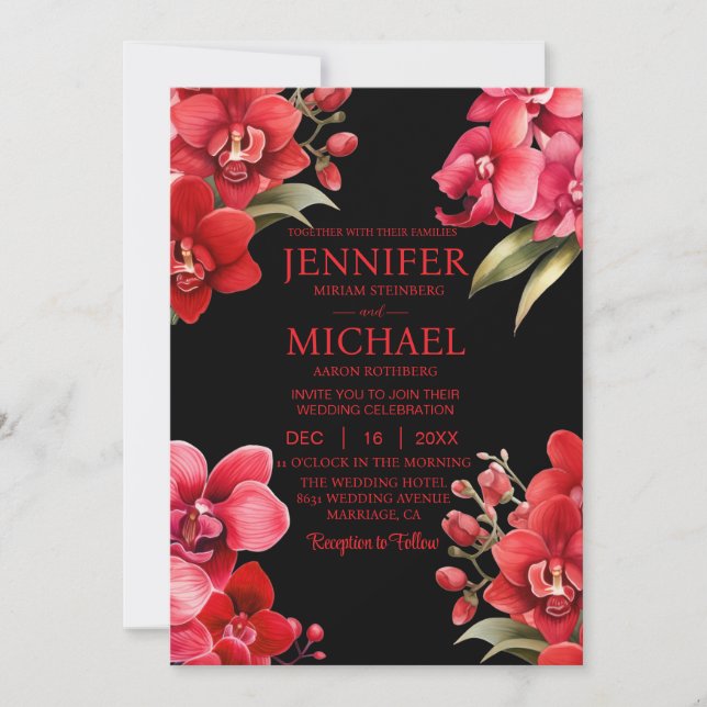 Convites para Casamento de inverno para Orquídeas  (Frente)
