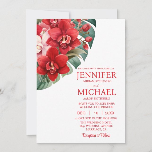 Convites para Casamento de inverno para Orquídeas  (Frente)
