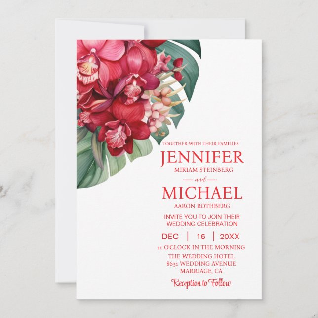 Convites para Casamento de inverno para Orquídeas  (Frente)