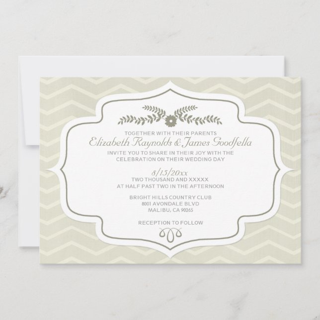 Convites para Casamento de Ivory Chevron (Frente)