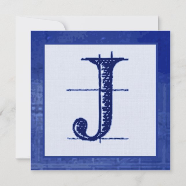 Convites para Casamento de J Monogramas Blueprint (Frente)