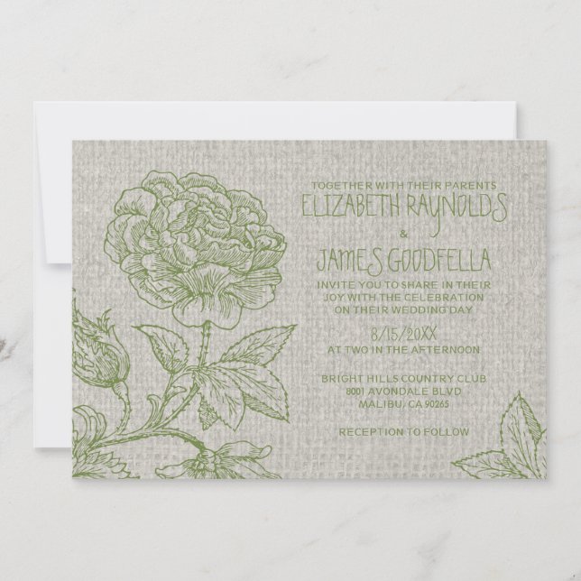 Convites para Casamento de Jardim do País (Frente)