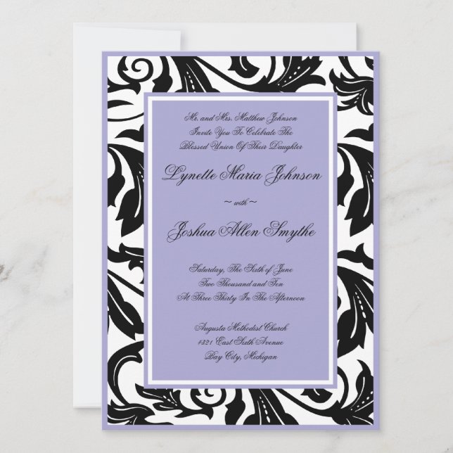 Convites para Casamento de Lavanda de rolagem eleg (Frente)