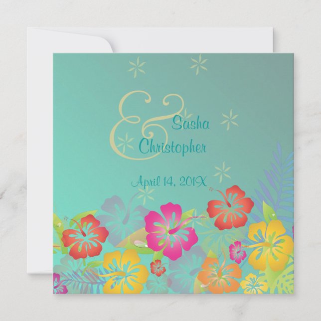 Convites para Casamento de Leis/Luau/hibiscus (Frente)