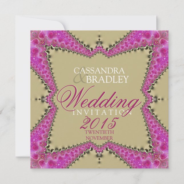 Convites para Casamento de Locais Dourados e Rosa  (Frente)