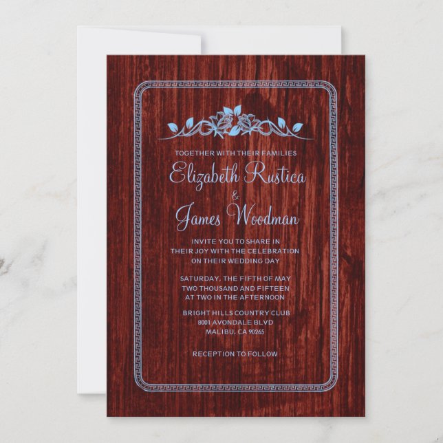 Convites para Casamento de Madeira de Barragem Azu (Frente)