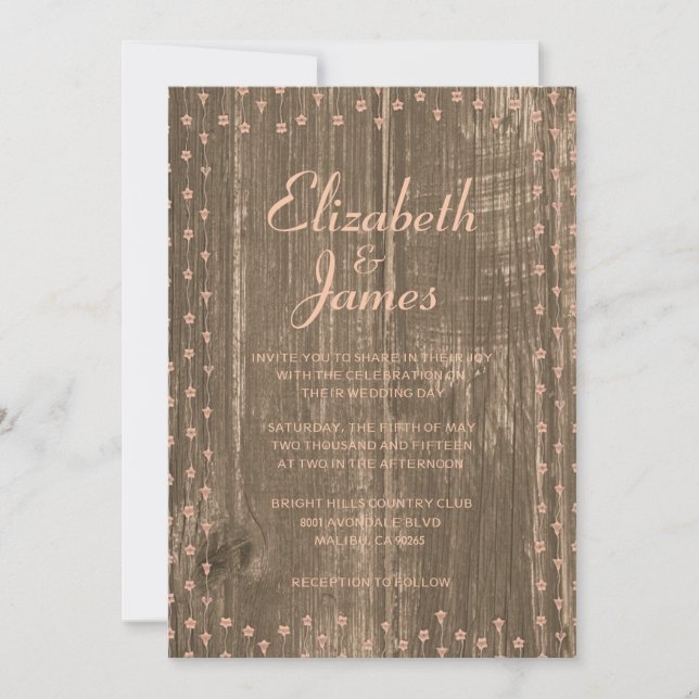 Convites para Casamento de Madeira de Casal Russo (Frente)
