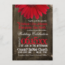Convites para Casamento de Madeira de Red Daisy Co