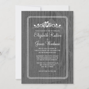 Convites para Casamento de Madeira de Silver Vinta