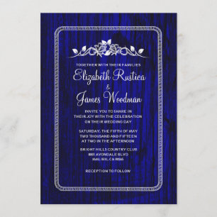 Convites para Casamento de Madeira Real Blue Vinta