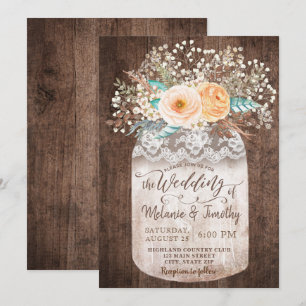Convites para Casamento de Madeira Rustic Mason Ja