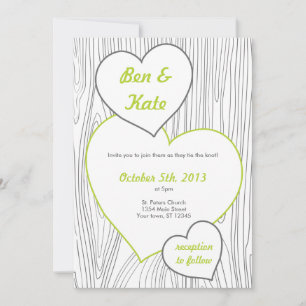 Convites para Casamento de Madeira - Verde claro,