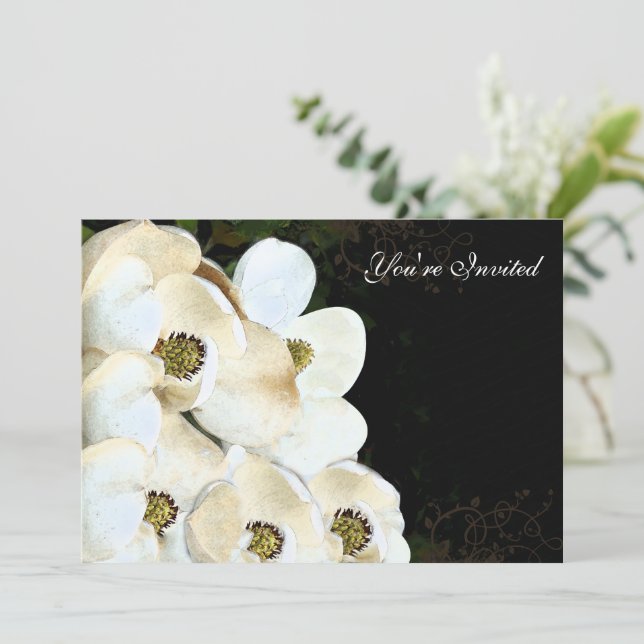 Convites para Casamento de Magnolia sobre Gelo (Em pé/Frente)