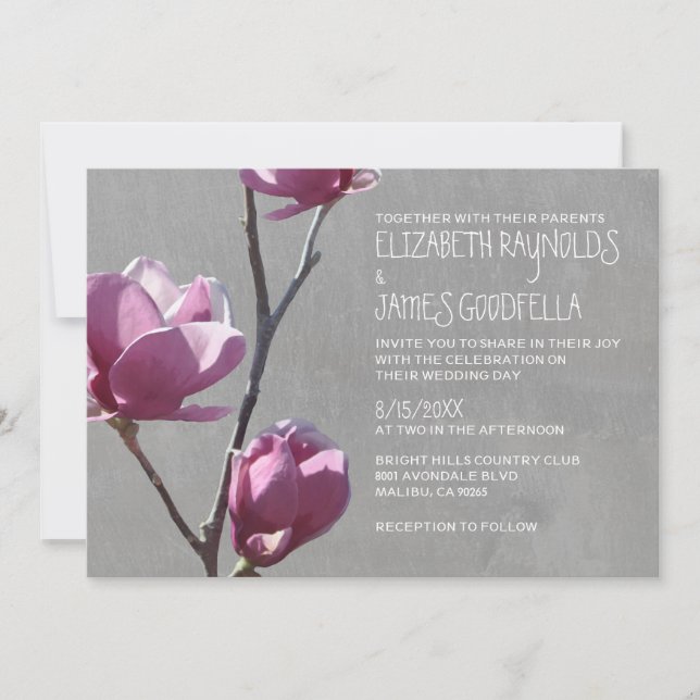 Convites para Casamento de Magnolias (Frente)