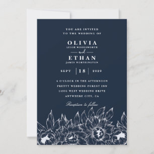 Convites para casamento de marinho e girassol