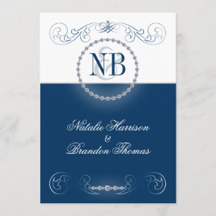 convites para casamento de Marinho e prata