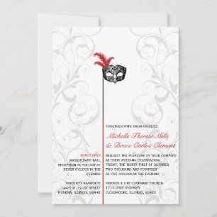 Convites para Casamento de Mascarada Vermelho Verm